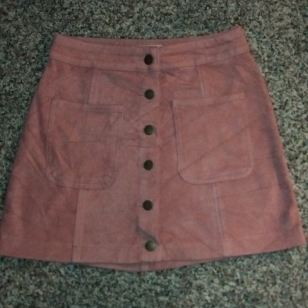 Soft pink short button down skirt